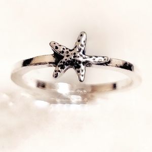 Starfish Coral Reef Silver Ring Midi Ring Size 5.5